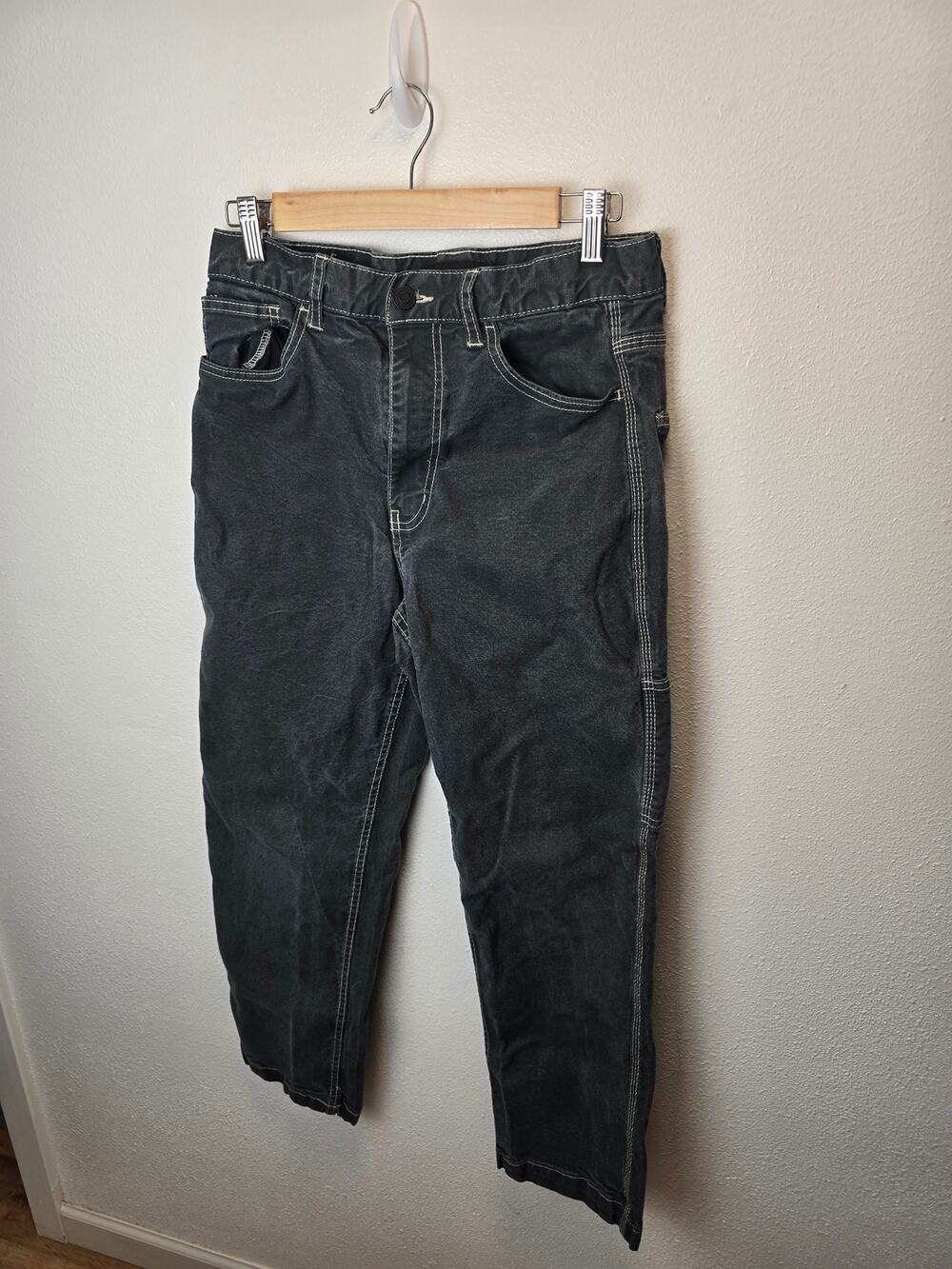 RSQ Loose Fit Pants Mens 30x30 Washed Black Stretch Contrast Stitch Y2K